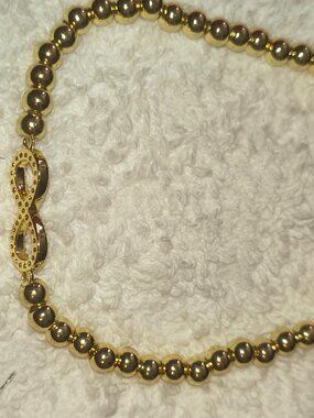 Gold-Toned Infinity Beaded Bracelet with Gift Box